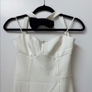 Elegant White bow tie cocktail dress size 2 crepe